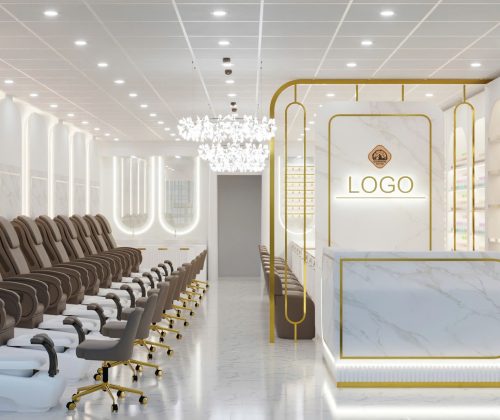 Mẫu quầy lễ tân đẹp cho không gian tiệm Nail – Tạo điểm nhấn sang trọng và thu hút khách hàng