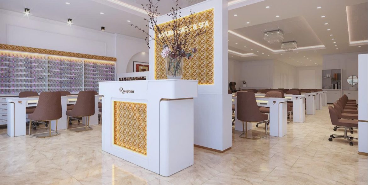 Thiết kế nội thất tiệm nail tại Mỹ – Nail salon interior design in the US