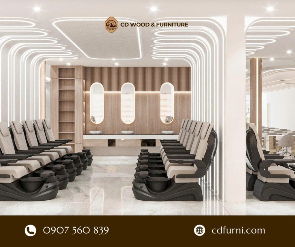 Xuất khẩu thiết kế nội thất tiệm nail sang Mỹ và Canada