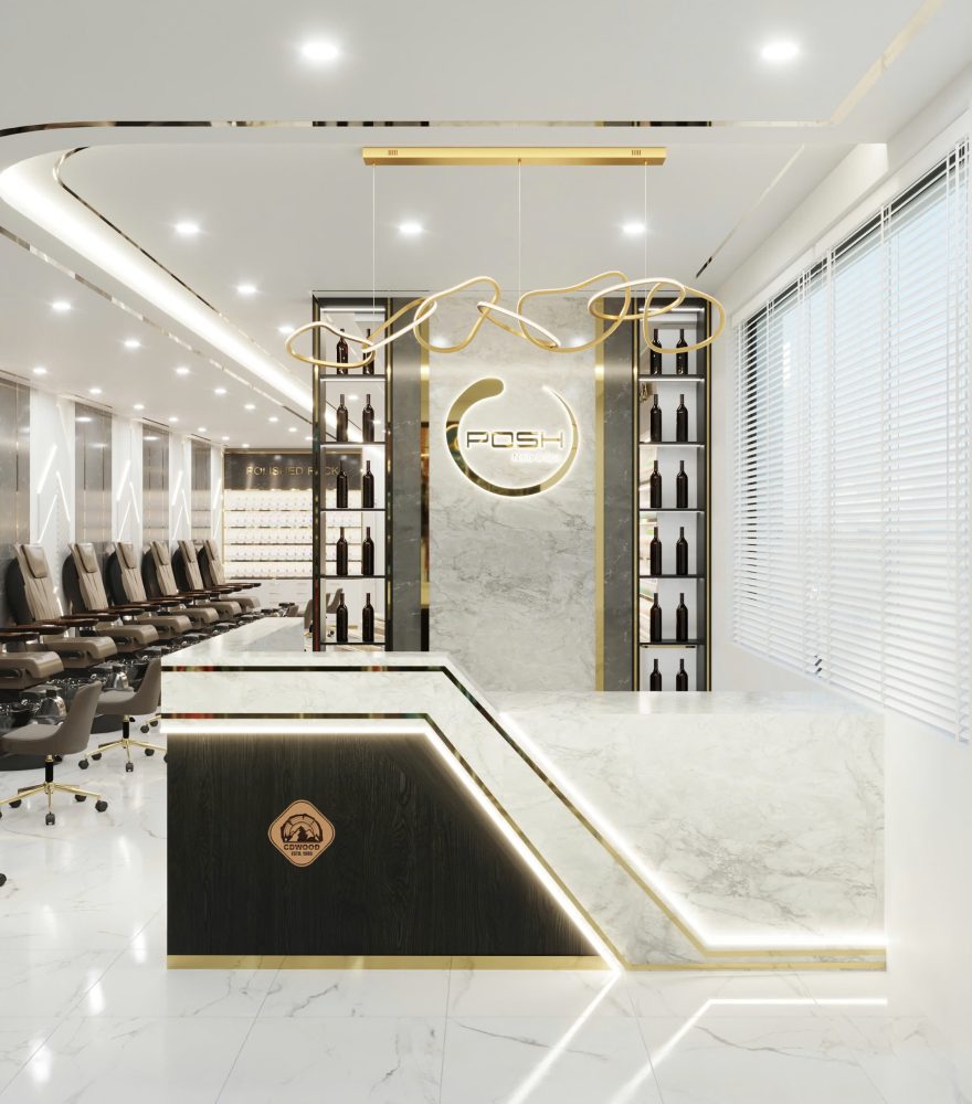 thiết kế khu vực pedicure tiệm nail mỹ